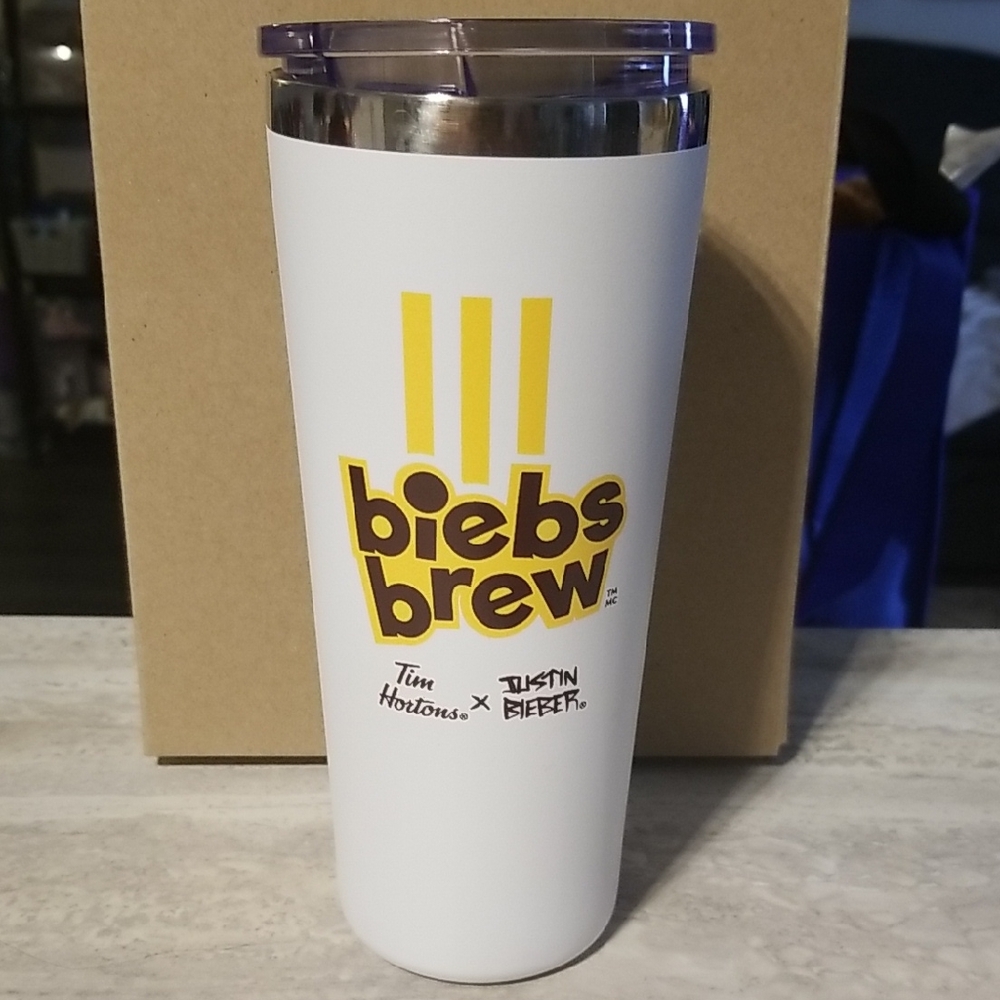 Tim Hortons Biebs Brew White Tumbler Justin bieber
